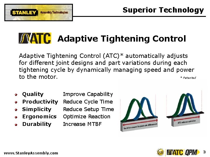 Superior Technology Adaptive Tightening Control (ATC)* automatically adjusts for different joint designs and part