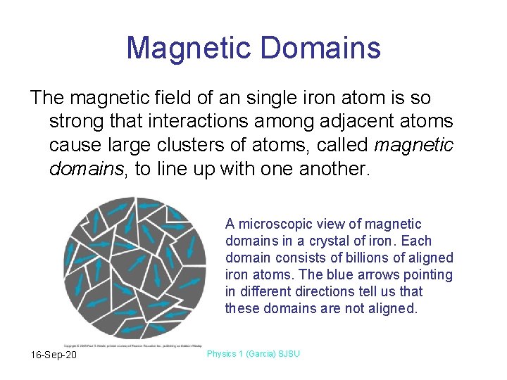 Magnetic Domains The magnetic field of an single iron atom is so strong that Magnetic Domains The magnetic field of an single iron atom is so strong that