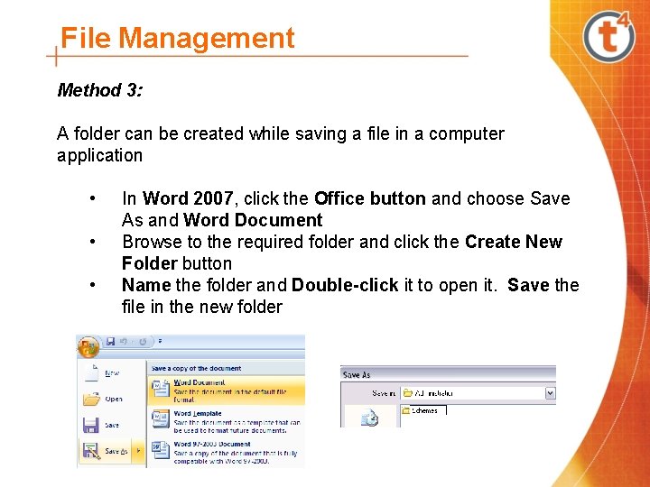 File Management Method 3: A folder can be created while saving a file in