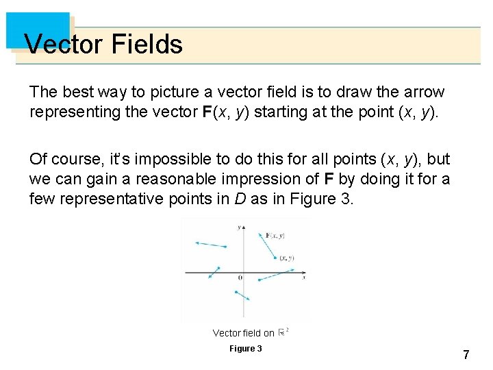 Vector Fields The best way to picture a vector field is to draw the