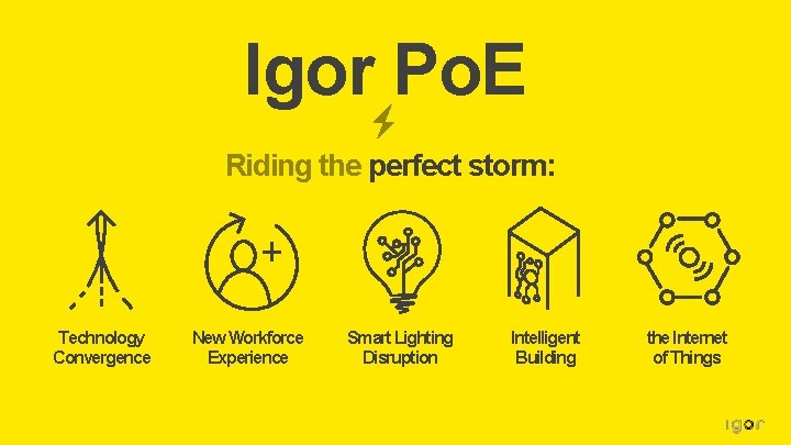 Igor Po. E Riding the perfect storm: Technology Convergence New Workforce Experience Smart Lighting