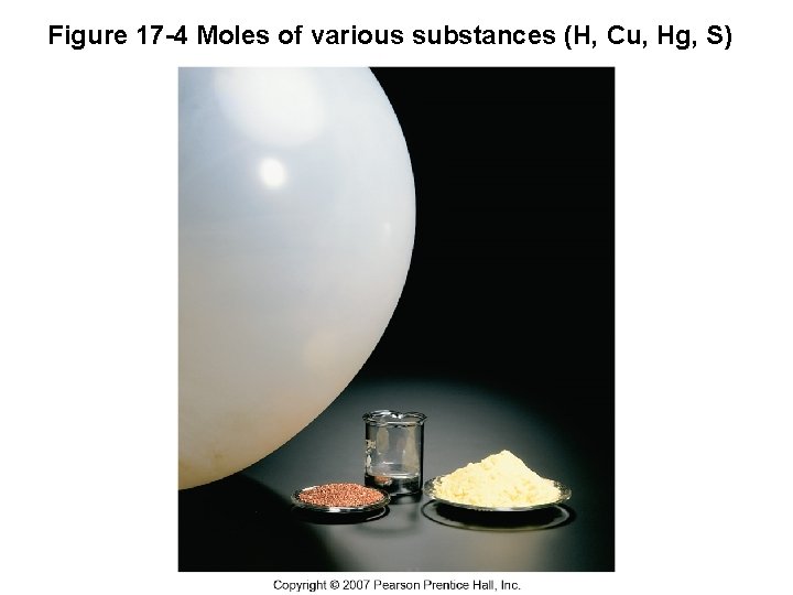 Figure 17 -4 Moles of various substances (H, Cu, Hg, S) 