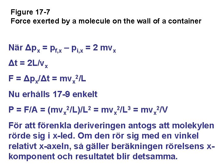 Figure 17 -7 Force exerted by a molecule on the wall of a container