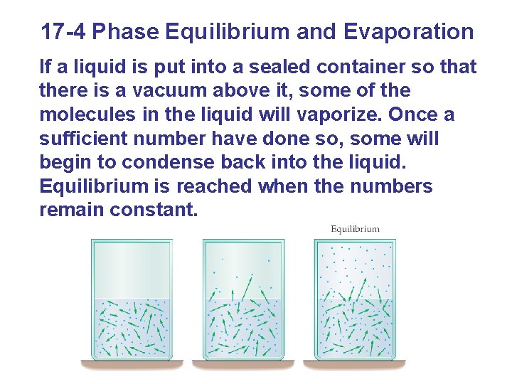 17 -4 Phase Equilibrium and Evaporation If a liquid is put into a sealed