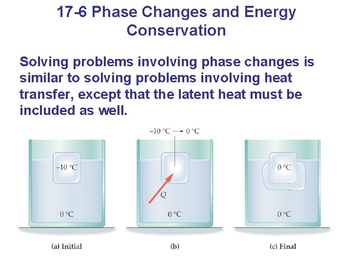 17 -6 Phase Changes and Energy Conservation Solving problems involving phase changes is similar