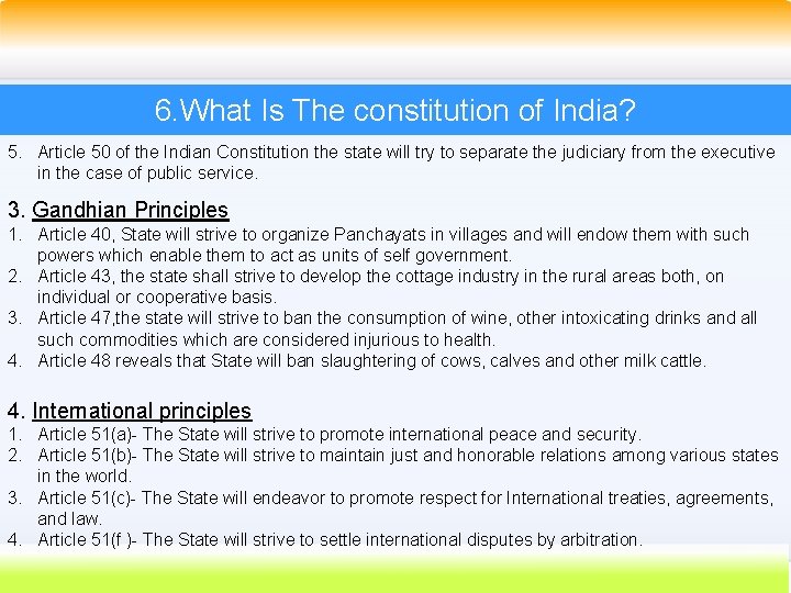 6. What Is The constitution of India? 5. Article 50 of the Indian Constitution 6. What Is The constitution of India? 5. Article 50 of the Indian Constitution
