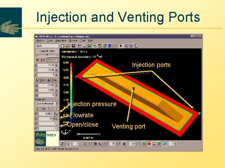 Injection and Venting Ports Injection pressure Flowrate Open/close Venting port 