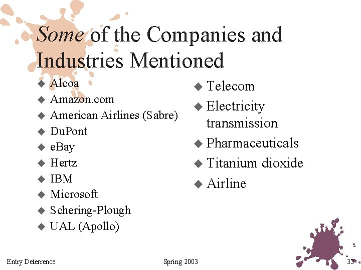 Some of the Companies and Industries Mentioned u u u u u Alcoa Amazon.