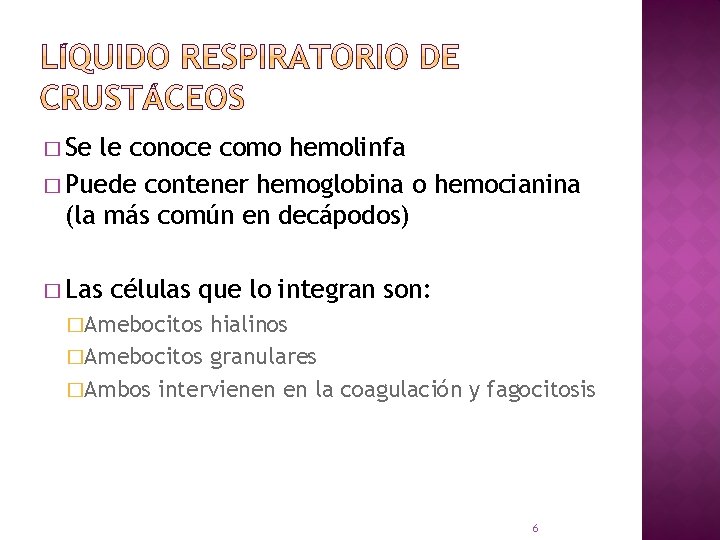 � Se le conoce como hemolinfa � Puede contener hemoglobina o hemocianina (la más
