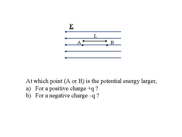 E L A • • B At which point (A or B) is the