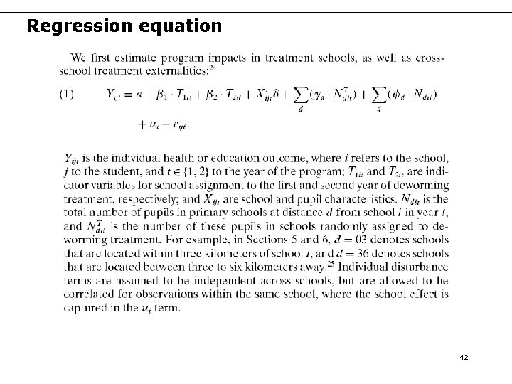 Regression equation 42 Regression equation 42