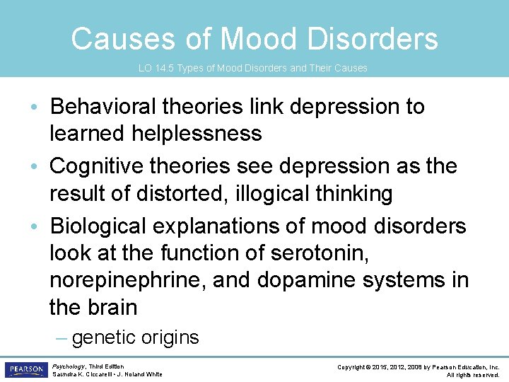 Causes of Mood Disorders LO 14. 5 Types of Mood Disorders and Their Causes