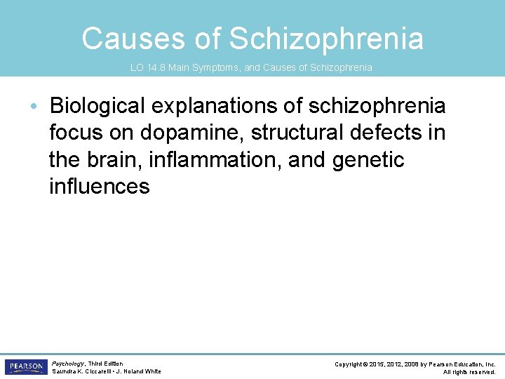 Causes of Schizophrenia LO 14. 8 Main Symptoms, and Causes of Schizophrenia • Biological