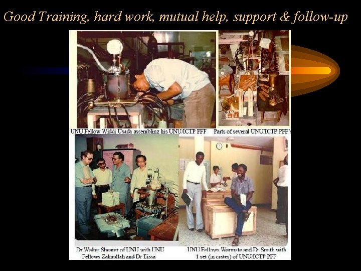 Good Training, hard work, mutual help, support & follow-up 