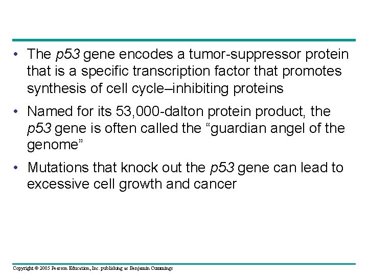  • The p 53 gene encodes a tumor-suppressor protein that is a specific