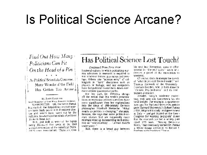 Is Political Science Arcane? 