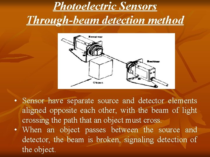 Photoelectric Sensors Through-beam detection method • Sensor have separate source and detector elements aligned Photoelectric Sensors Through-beam detection method • Sensor have separate source and detector elements aligned