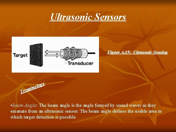 Ultrasonic Sensors Figure A. 19: Ultrasonic Sensing Term og inol y • Beam Angle: Ultrasonic Sensors Figure A. 19: Ultrasonic Sensing Term og inol y • Beam Angle:
