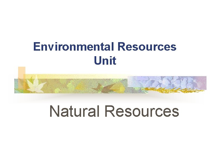 Environmental Resources Unit Natural Resources 