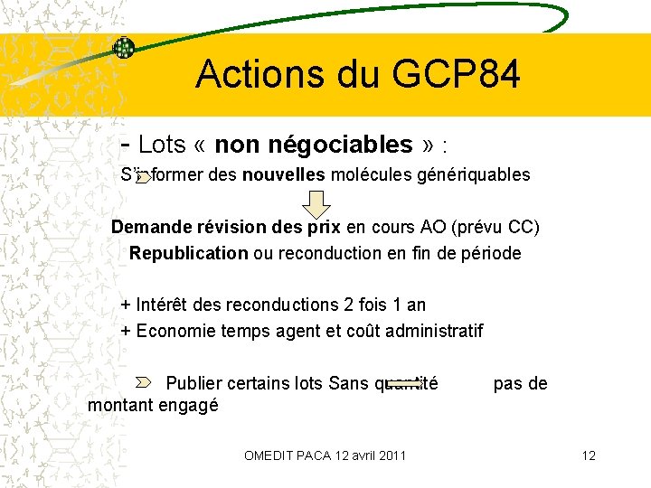 Actions du GCP 84 - Lots « non négociables » : S’informer des nouvelles