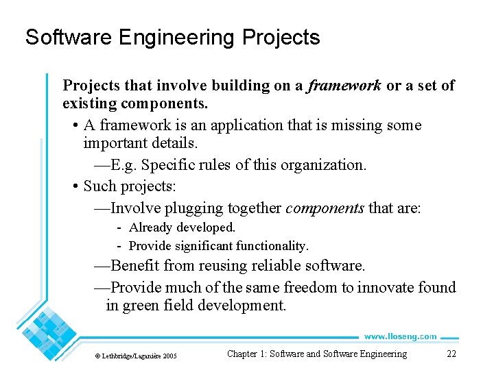 Software Engineering Projects that involve building on a framework or a set of existing