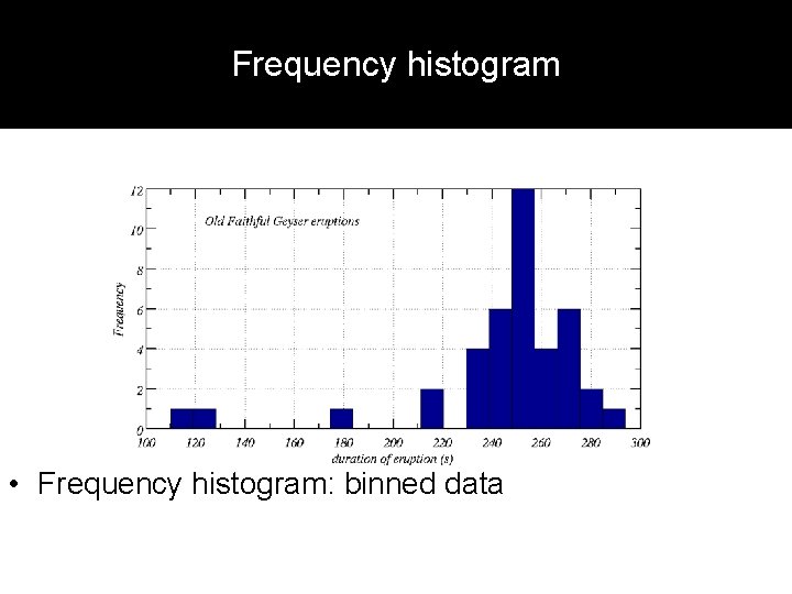 Frequency histogram • Frequency histogram: binned data 