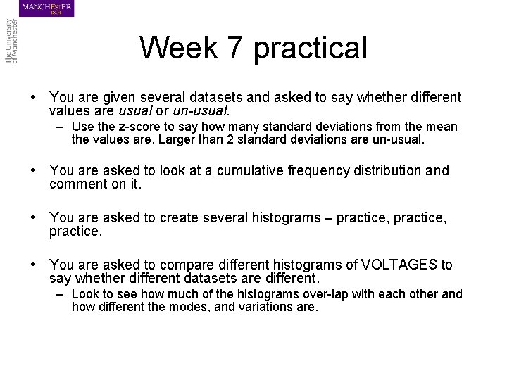 Week 7 practical • You are given several datasets and asked to say whether