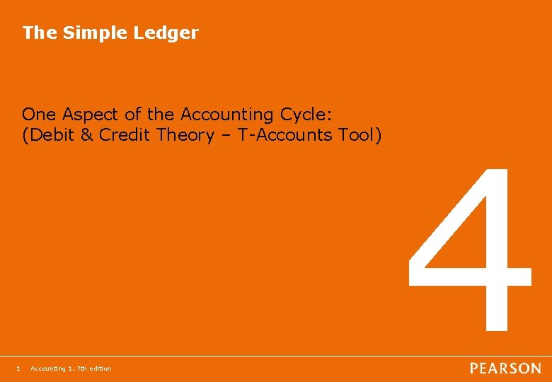 The Simple Ledger One Aspect of the Accounting Cycle: (Debit & Credit Theory –