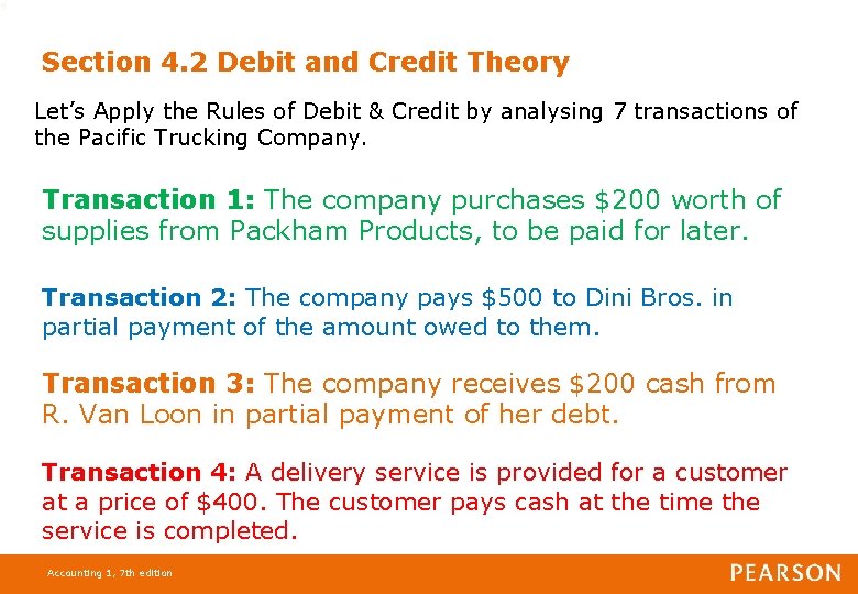 9 Section 4. 2 Debit and Credit Theory Let’s Apply the Rules of Debit