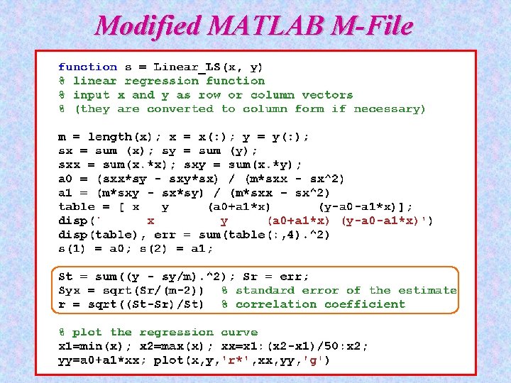 Modified MATLAB M-File 