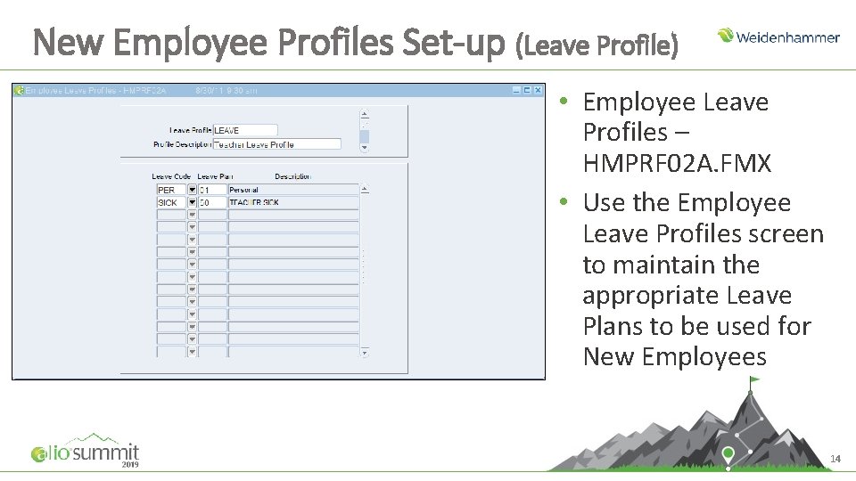 New Employee Profiles Set-up (Leave Profile) • Employee Leave Profiles – HMPRF 02 A. New Employee Profiles Set-up (Leave Profile) • Employee Leave Profiles – HMPRF 02 A.