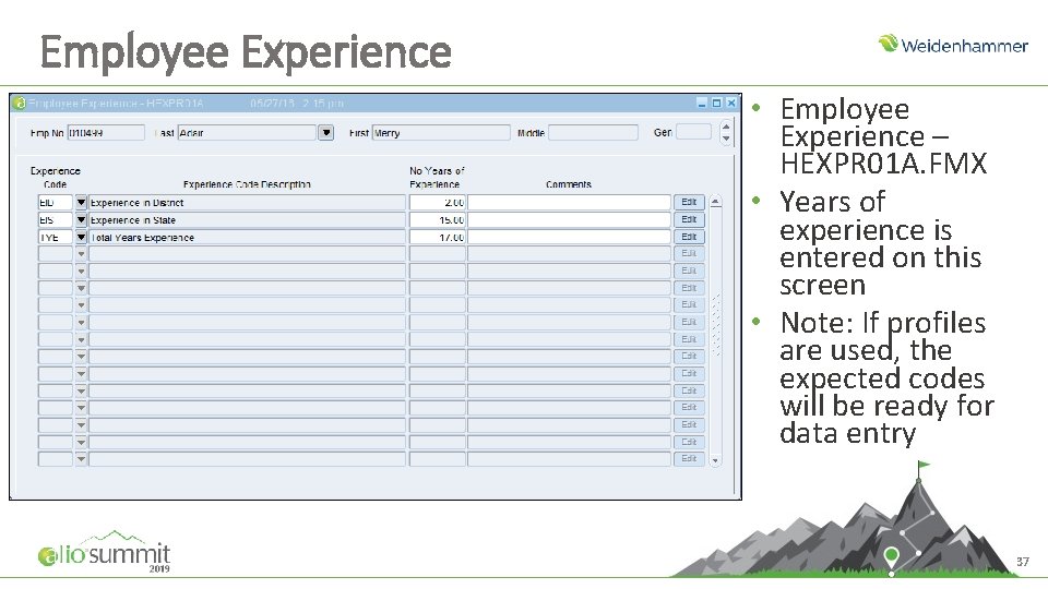 Employee Experience • Employee Experience – HEXPR 01 A. FMX • Years of experience Employee Experience • Employee Experience – HEXPR 01 A. FMX • Years of experience