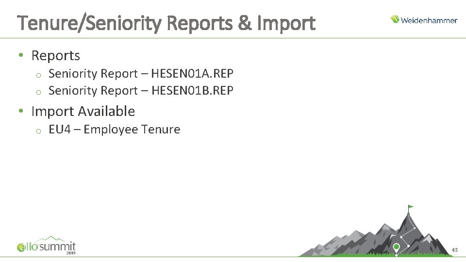 Tenure/Seniority Reports & Import • Reports o o Seniority Report – HESEN 01 A. Tenure/Seniority Reports & Import • Reports o o Seniority Report – HESEN 01 A.