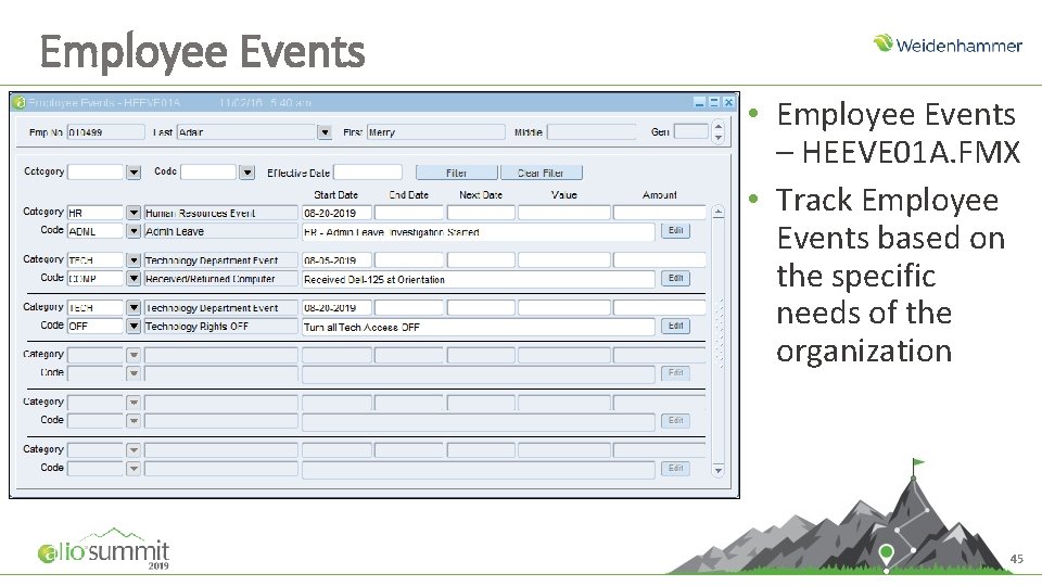 Employee Events • Employee Events – HEEVE 01 A. FMX • Track Employee Events Employee Events • Employee Events – HEEVE 01 A. FMX • Track Employee Events