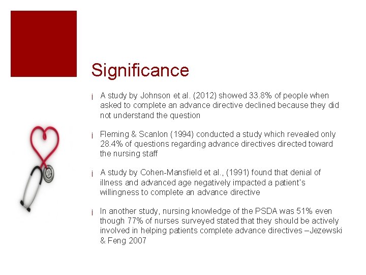 Significance ¡ A study by Johnson et al. (2012) showed 33. 8% of people