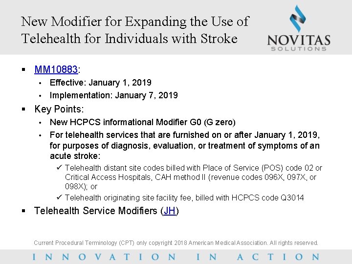 New Modifier for Expanding the Use of Telehealth for Individuals with Stroke § MM