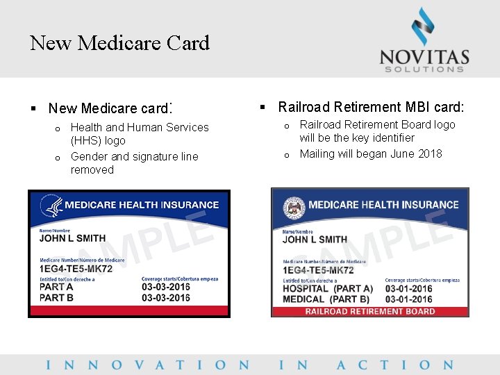 New Medicare Card § New Medicare card: Health and Human Services (HHS) logo o