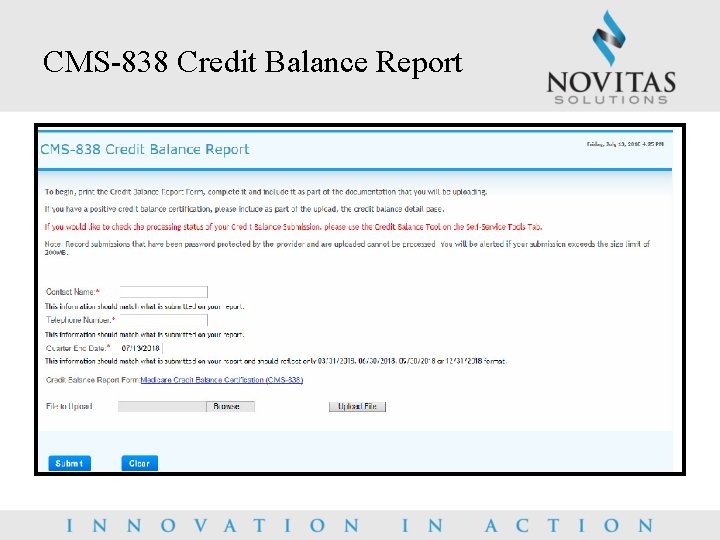 CMS-838 Credit Balance Report 