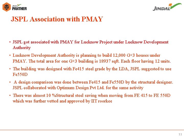 JSPL Association with PMAY • JSPL got associated with PMAY for Lucknow Project under