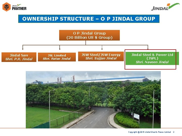 OWNERSHIP STRUCTURE – O P JINDAL GROUP O P Jindal Group (20 Billion US