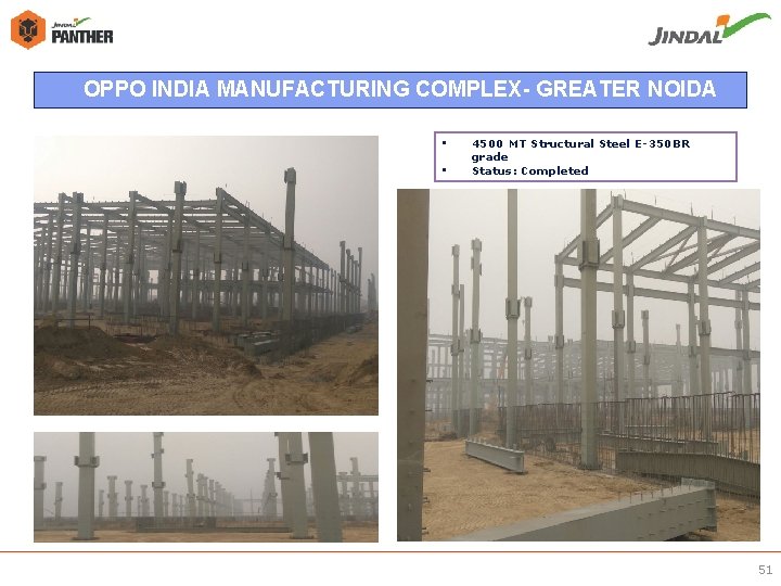 OPPO INDIA MANUFACTURING COMPLEX- GREATER NOIDA • • 4500 MT Structural Steel E-350 BR