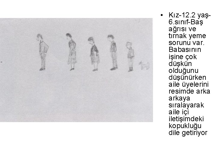  • Kız-12. 2 yaş 6. sınıf-Baş ağrısı ve tırnak yeme sorunu var. Babasının