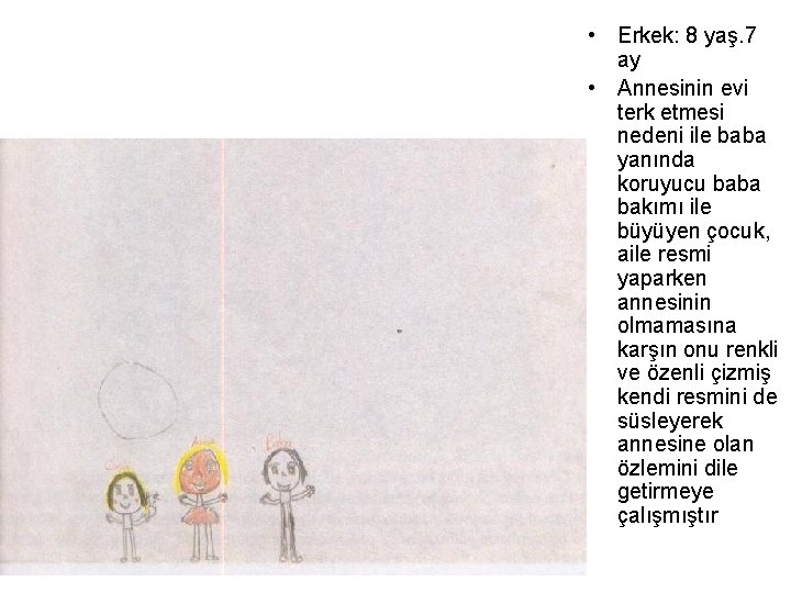  • Erkek: 8 yaş. 7 ay • Annesinin evi terk etmesi nedeni ile