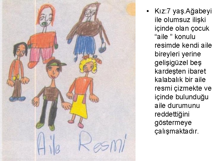  • Kız: 7 yaş. Ağabeyi ile olumsuz ilişki içinde olan çocuk “aile ”