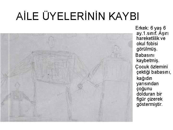 AİLE ÜYELERİNİN KAYBI Erkek: 6 yaş 6 ay. 1. sınıf. Aşırı hareketlilik ve okul