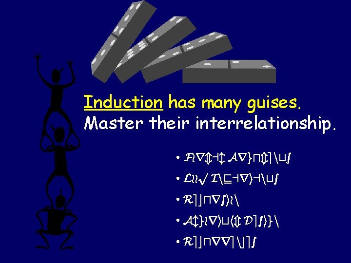 Induction has many guises. Master their interrelationship. • Formal Arguments • Loop Invariants •