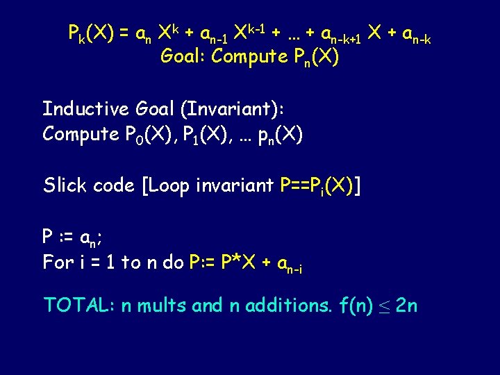 Pk(X) = an Xk + an-1 Xk-1 + … + an-k+1 X + an-k