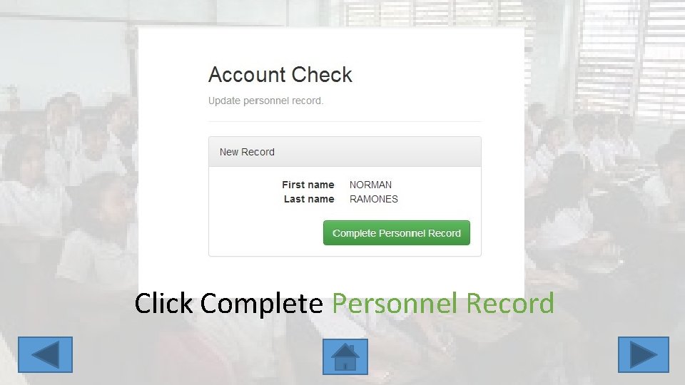Click Complete Personnel Record 