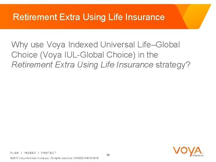 Retirement Extra Using Life Insurance Why use Voya Indexed Universal Life–Global Choice (Voya IUL-Global