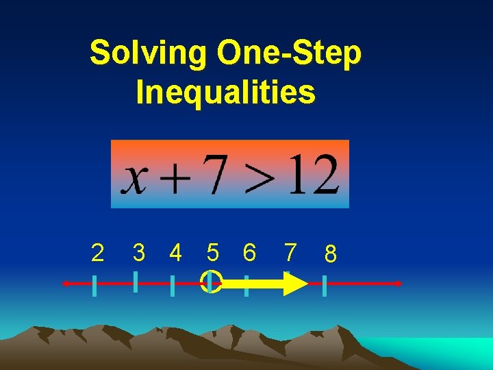 Solving One-Step Inequalities 2 3 4 5 6 7 8 